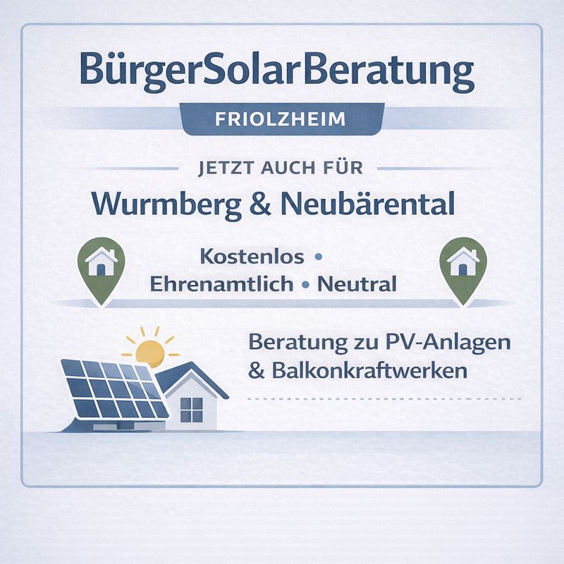 BürgerSolarBeratung Friolzheim jetzt auch für Wurmberg und Neubärental